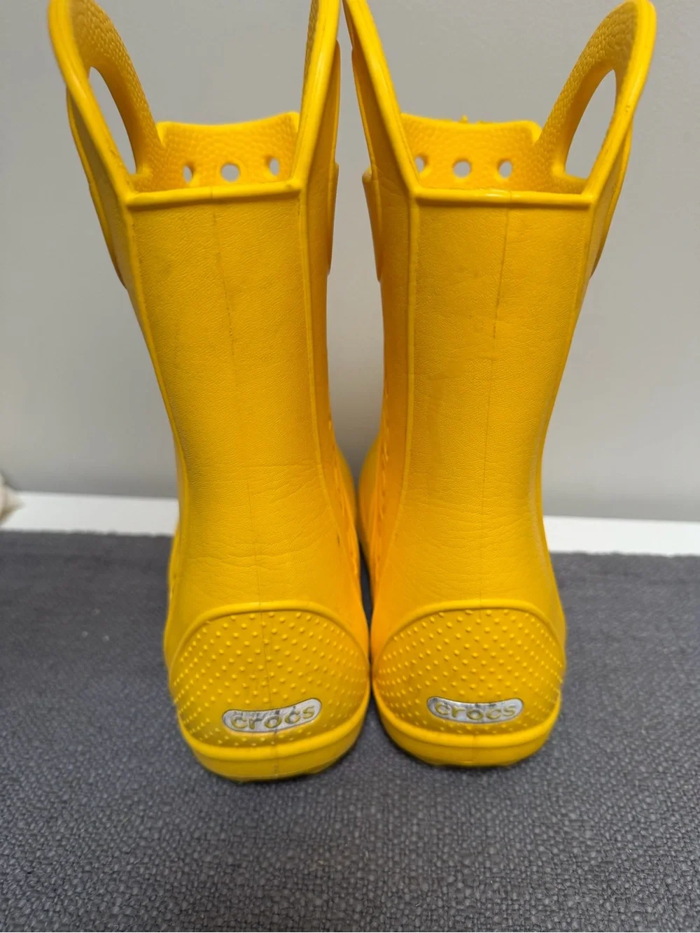 CROCS Kids Yellow Grip-Top Rain Boots